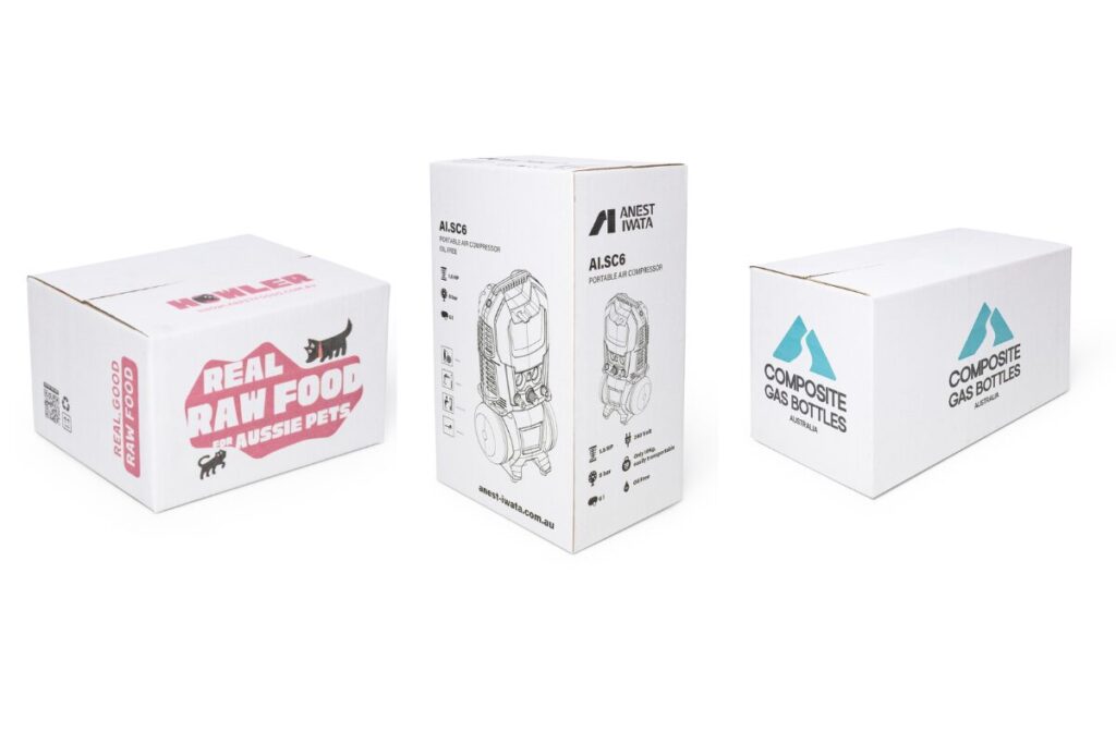 examples of colour printing on white cardboard boxes